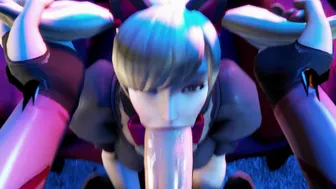 black cat d.va and pink mercy  blowjob futanari