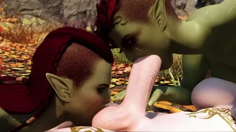 Two sisters orc and a big Futa cock of a warrior Lioness