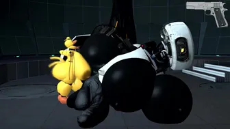 Chica and Loona fuck GLaDOS