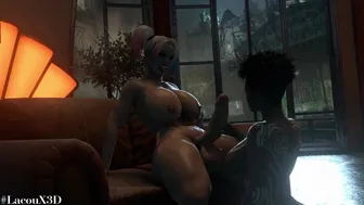 Harley playing with her tribal friend.