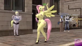 Fluttershy walks out naked