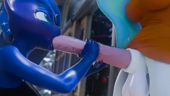 Celestia X Luna Hidden Blowjob Christmas [Alt Version][Erostud]