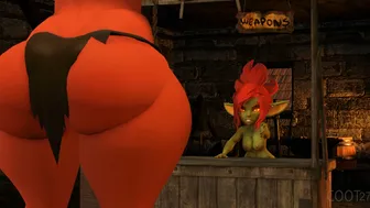 Goblin blacksmith dealing with customers [Coot27]