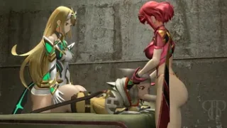Pyra and Mythra spitroast Nia