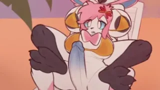 Futa Sylveon getting a footjob