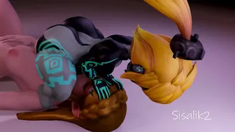 Midna + Zelda facefuck