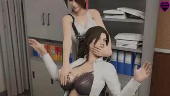 LewdFilms – F-the Teacher! – Lara Croft, Tifa Lockhart and Jessie Rasberry (Futa)